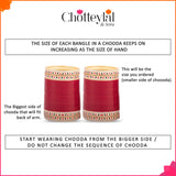 Hand Finished Rani Pink Wedding Chooda for Bride/Dulhan with Shimmer Bangles