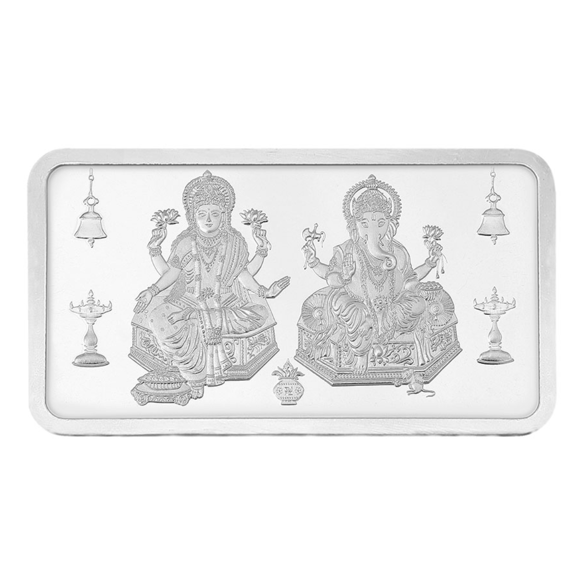 20 gm Lakshmi Ganesha Silver Colour Bar-Kundan